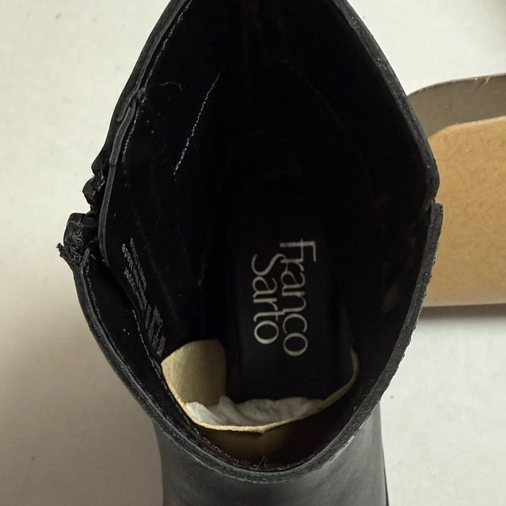 Franco Sarto Black Cassie Leather Ankle Booties New Without Box Size 5